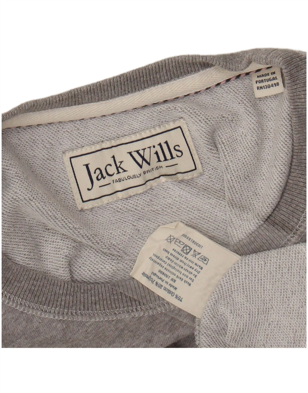JACK WILLS Womens Graphic Sweatshirt Jumper UK 12 Medium Grey Flecked