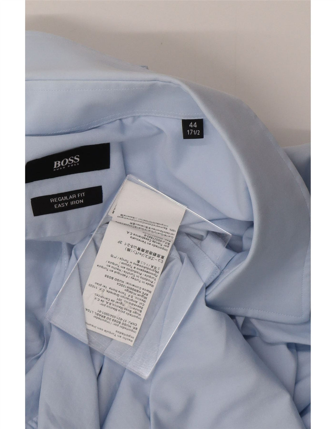 HUGO BOSS Mens Regular Fit Shirt Size 44 17 1/2 XL Blue Cotton
