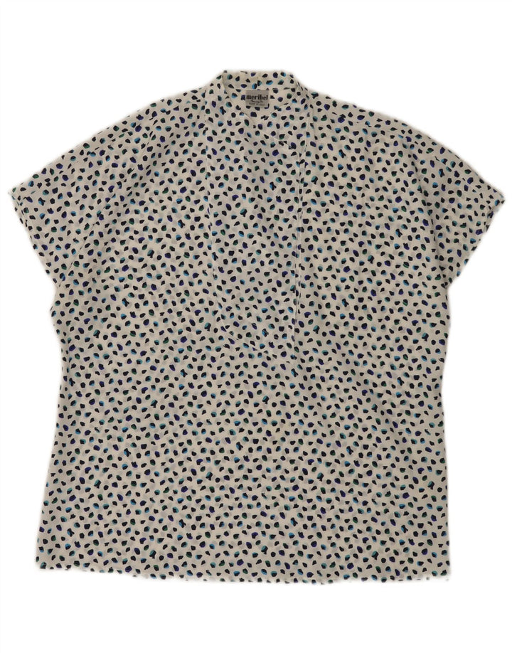 Marzotto Womens Blouse Top UK 14 Large White Spotted Polyester