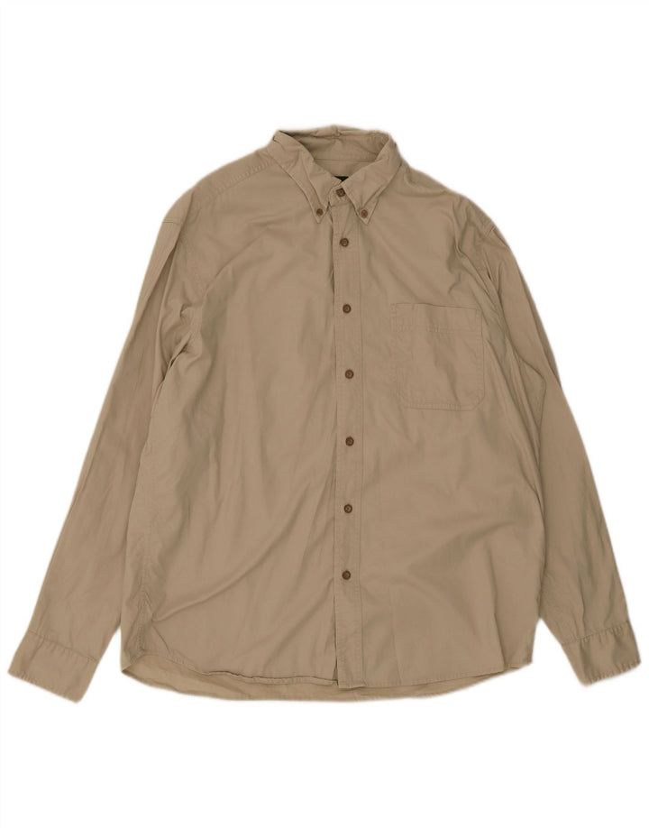 Eddie Bauer Mens Shirt Large Beige Cotton