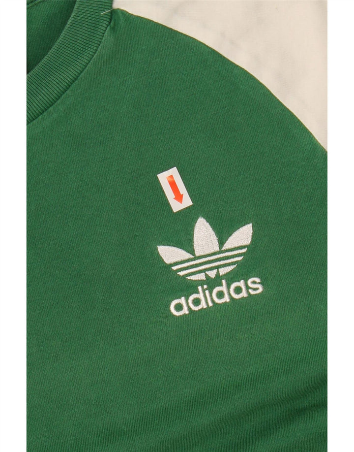 Adidas Mens T-Shirt Top Small Green Colourblock Polyester