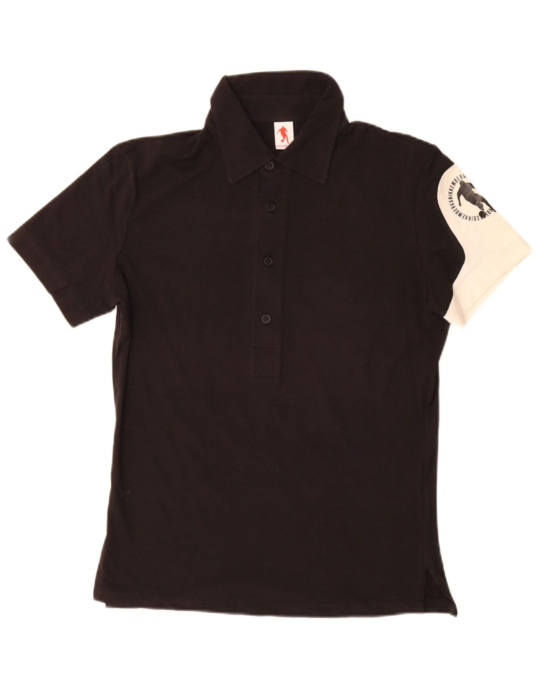 BIKKEMBERGS Mens Polo Shirt Medium Black Colourblock Cotton