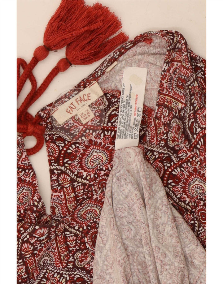 Fat Face Womens Tunic Top UK 12 Medium Red Floral Viscose