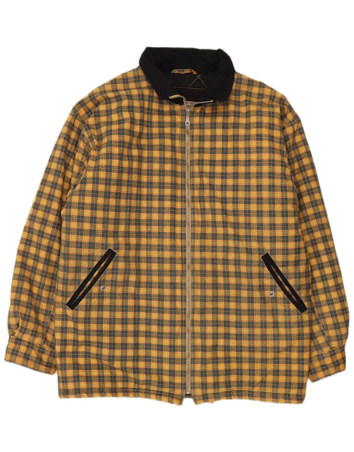 Le Frog Mens Loose Fit Windbreaker Jacket IT 46 Small Yellow Check Cotton