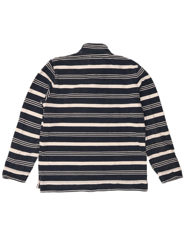 Crew Clothing Mens Zip Neck Sweatshirt Jumper Medium Navy Blue Striped