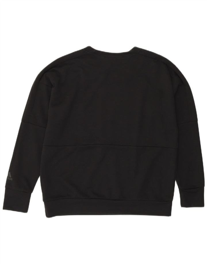 ADIDAS Womens Sweatshirt Jumper UK 12/14 Medium Black Colourblock