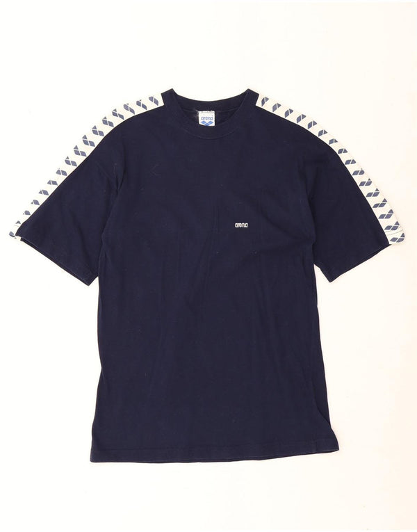 Arena Mens Graphic T-Shirt Top Small Navy Blue Colourblock