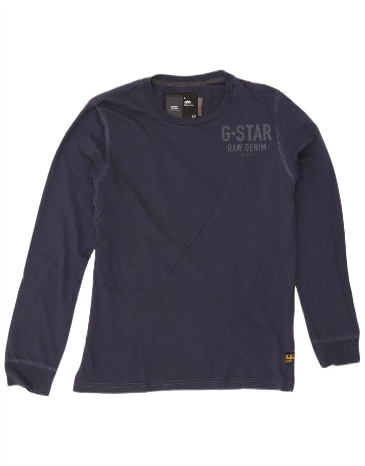 G-Star Mens Graphic Top Long Sleeve Large Navy Blue Cotton