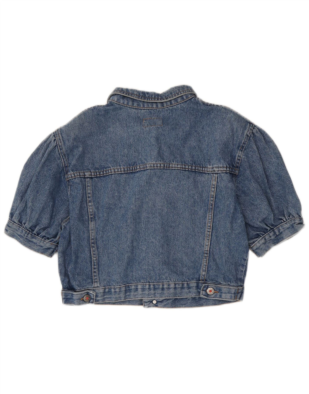 Fly Time Womens Crop Short Sleeve Denim Jacket IT 42 Medium Blue Cotton