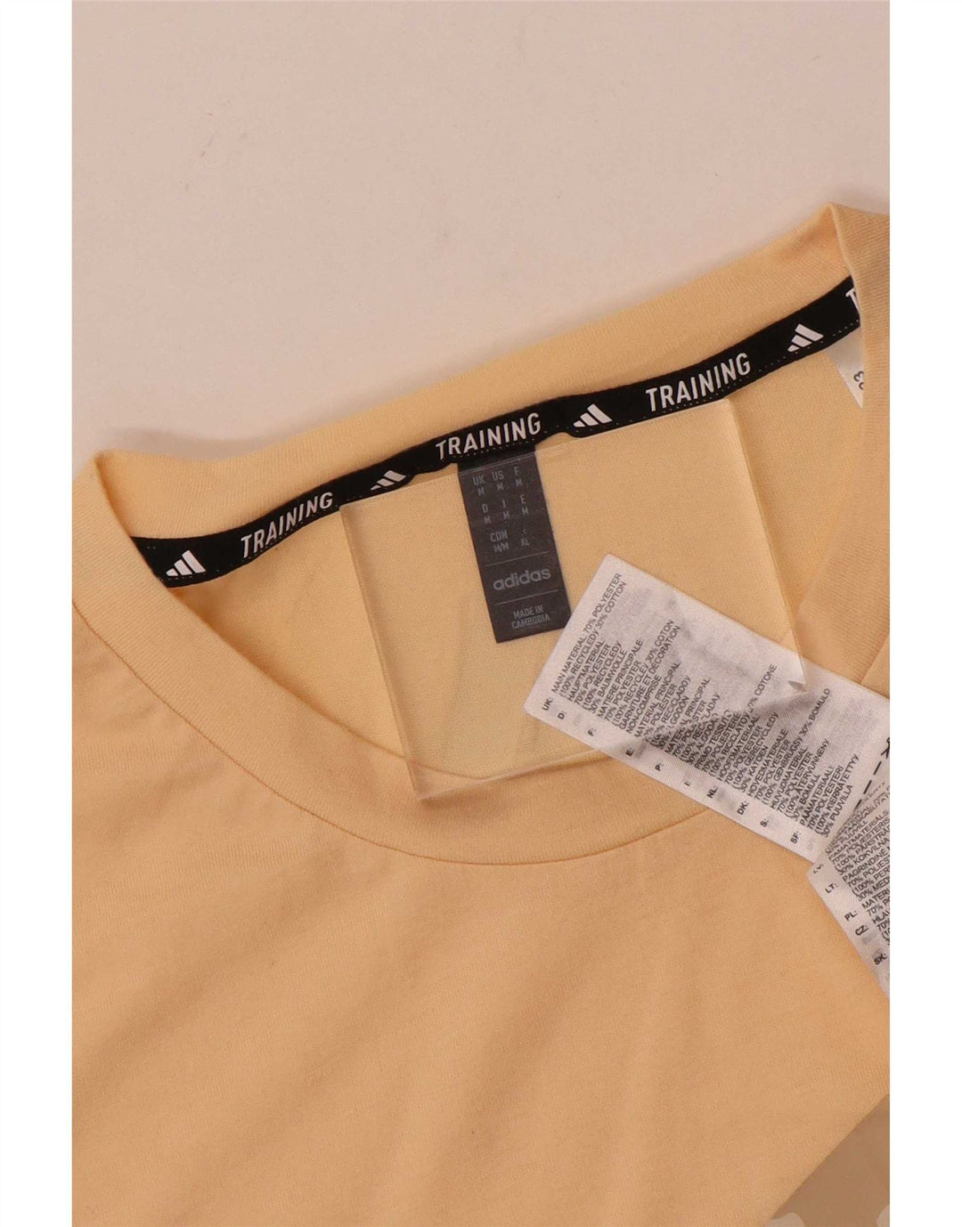 Adidas Mens Training Graphic T-Shirt Top Medium Beige Cotton