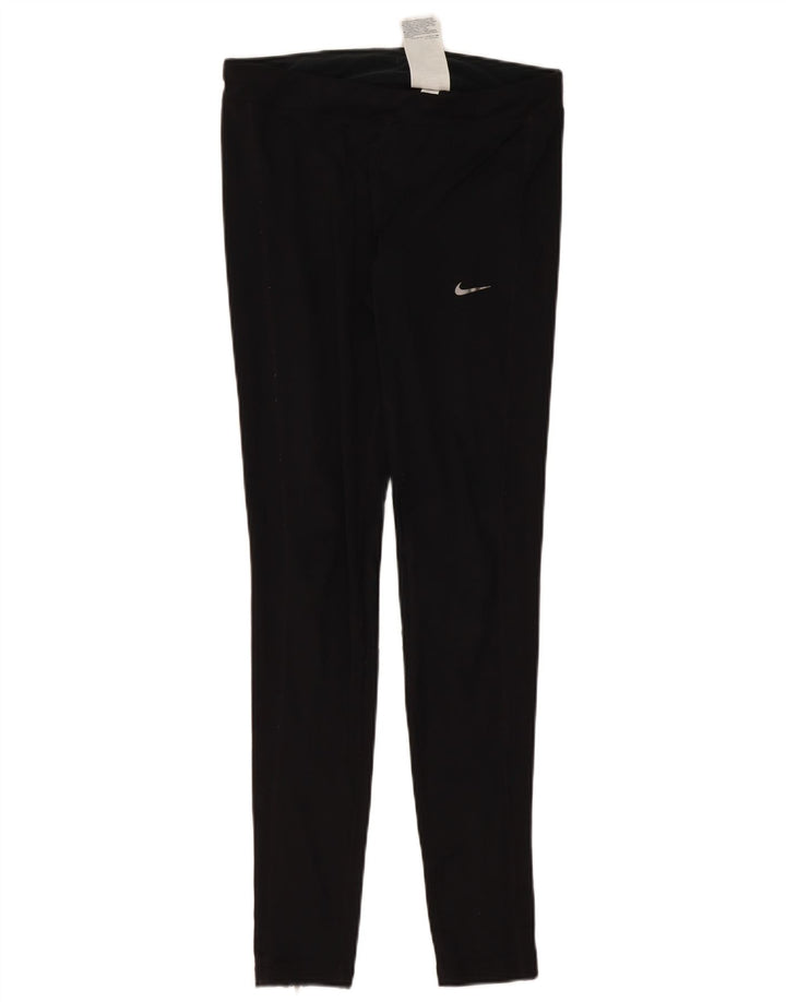 NIKE Womens Dri Fit Leggings UK 12 Medium Black Polyester