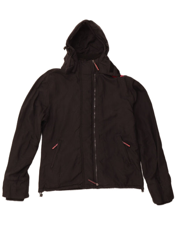 SUPERDRY Womens Hooded Windbreaker Jacket UK 18 XL Black Nylon