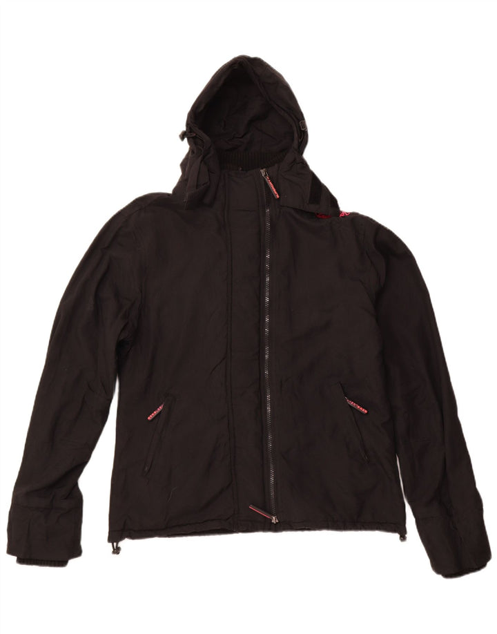 SUPERDRY Womens Hooded Windbreaker Jacket UK 18 XL Black Nylon