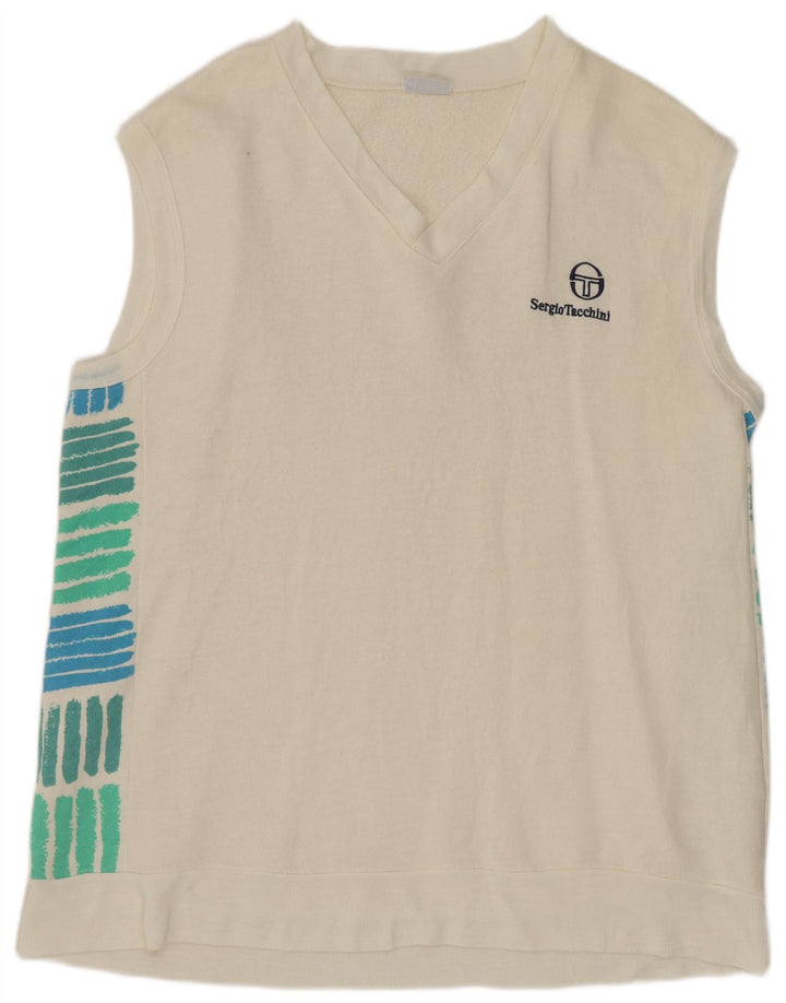 SERGIO TACCHINI Mens Sweatshirt Jumper 2XL Off White Colourblock