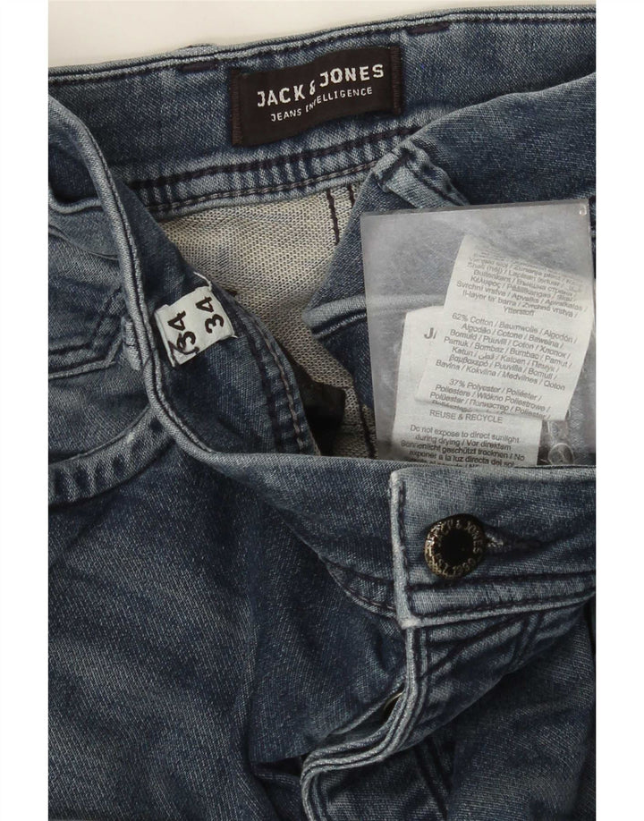 Jack & Jones Mens Slim Jeans W34 L34 Blue Cotton