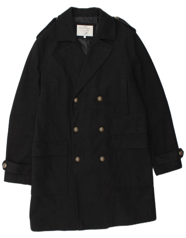 STANLEY ADAMS Mens Military Double Breasted Coat UK 40 Large Black