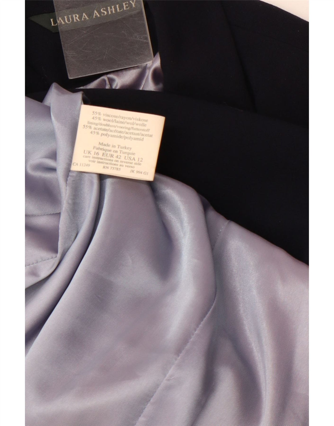 LAURA ASHLEY Womens 4 Button Blazer Jacket UK 16 Large Navy Blue Viscose