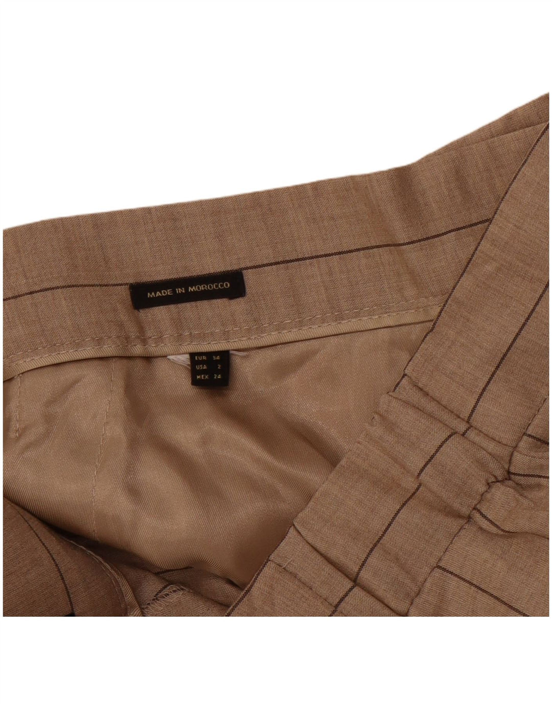 MASSIMO DUTTI Womens Chino Trousers EU 34 2XS W24 L26 Beige Striped