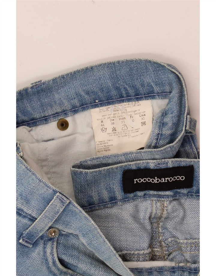 Roccobarocco Womens Bootcut Jeans IT 44 Medium W32 L33 Blue Floral Cotton