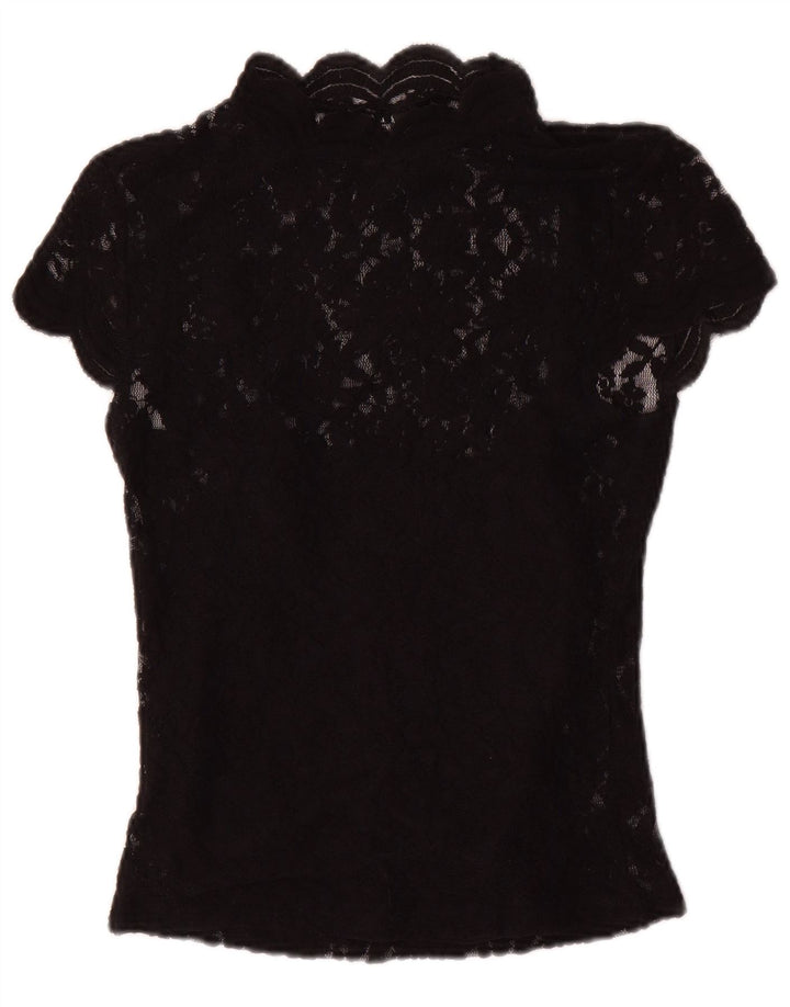 Zara Womens Lace Blouse Top UK 8 Small Black Floral Polyester