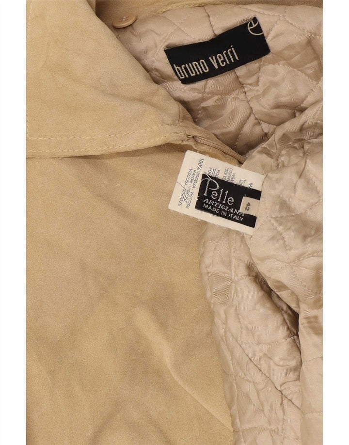 Bruno Verri Womens Suede Jacket IT 42 Medium Beige Leather