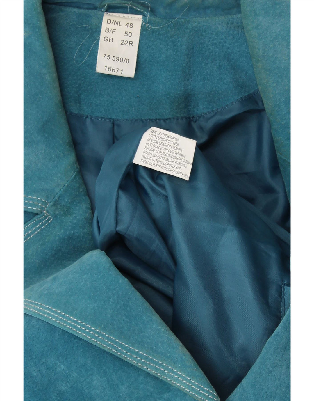 VINTAGE Womens 4 Button Suede Blazer Jacket UK 22 3XL Blue Leather