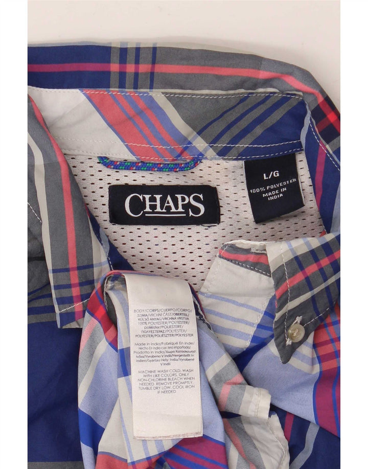 Chaps Mens Short Sleeve Shirt Large Blue Check Polyester