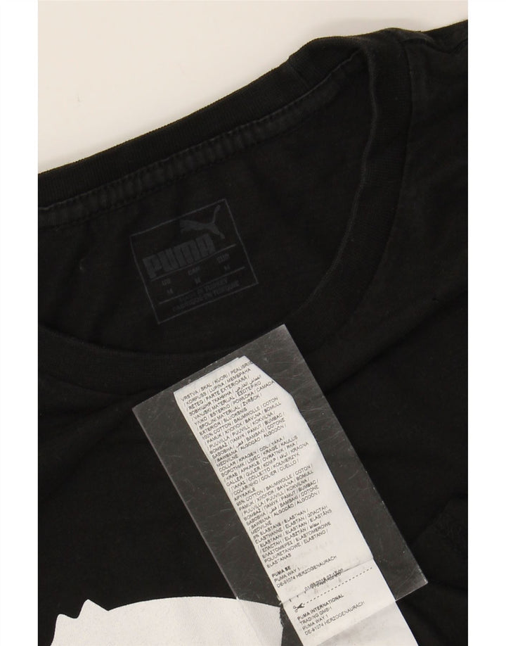 PUMA Mens Graphic T-Shirt Top Medium Black Cotton Vintage Puma and Second-Hand Puma from Messina Hembry 