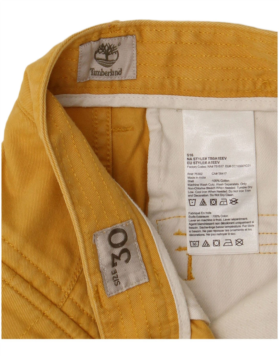 TIMBERLAND Mens Cargo Shorts W30 Medium  Yellow Cotton