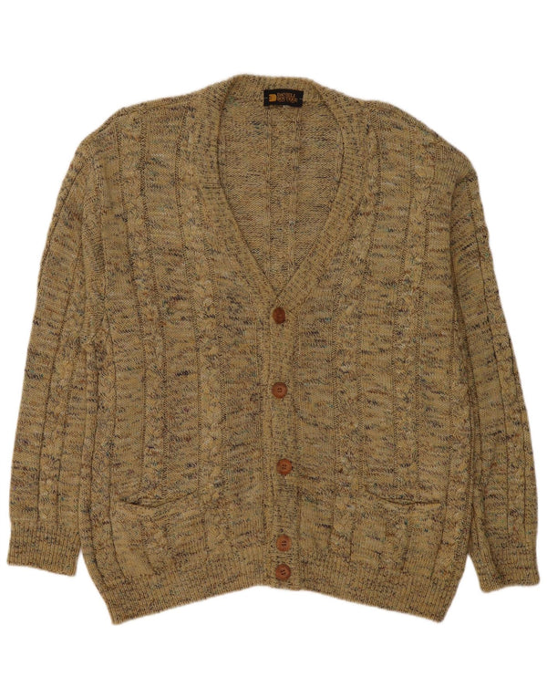 Vintage Mens Cardigan Sweater IT 54 XL Beige Flecked Cotton