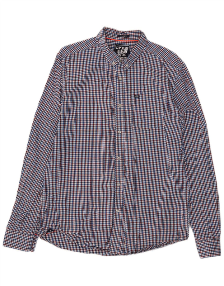 Superdry Mens Regular Fit Shirt XL Blue Gingham Cotton