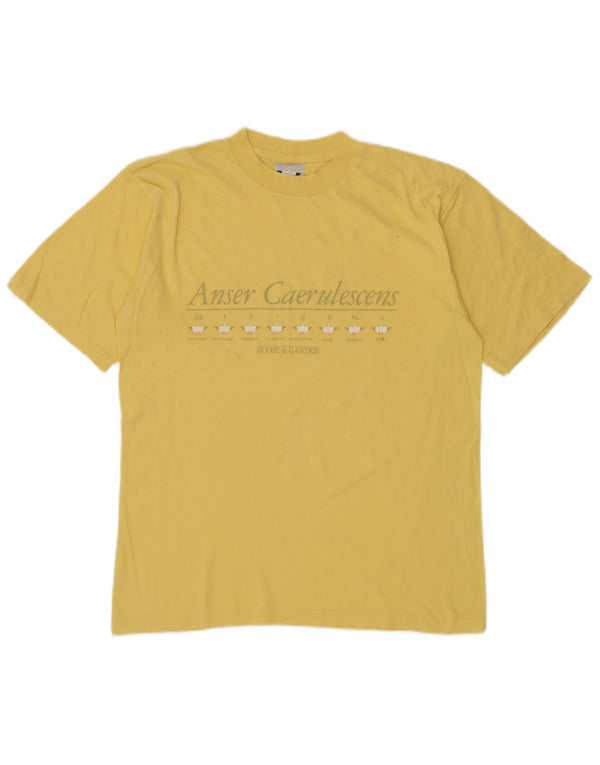 GOOSE & GANDER Mens Graphic T-Shirt Top Medium Yellow Cotton