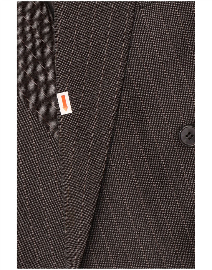 JAEGER Mens Double Breasted Blazer Jacket IT 54 2XL Grey Pinstripe Wool