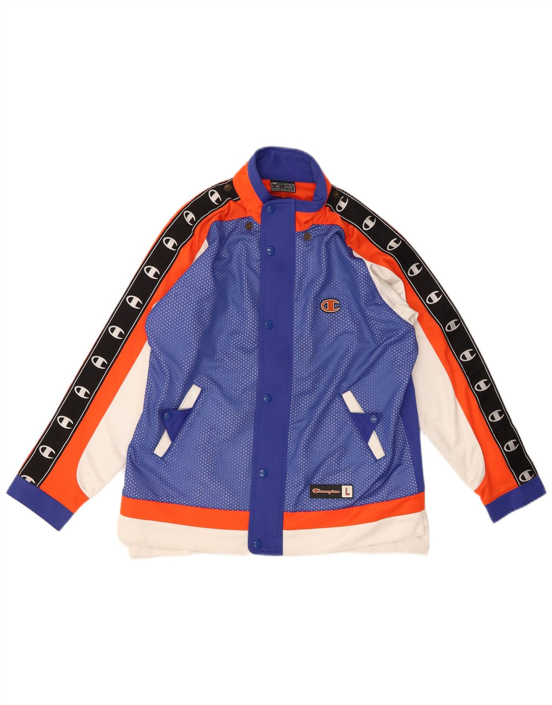 CHAMPION Boys Graphic Tracksuit Top Jacket 11-12 Years Blue Colourblock