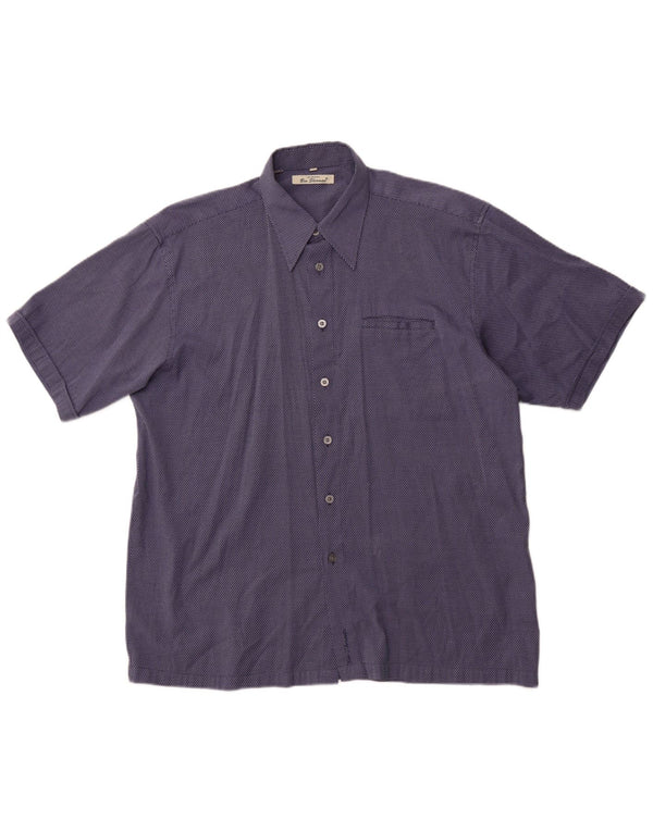 BEN SHERMAN Mens Short Sleeve Shirt XL Blue Pinstripe