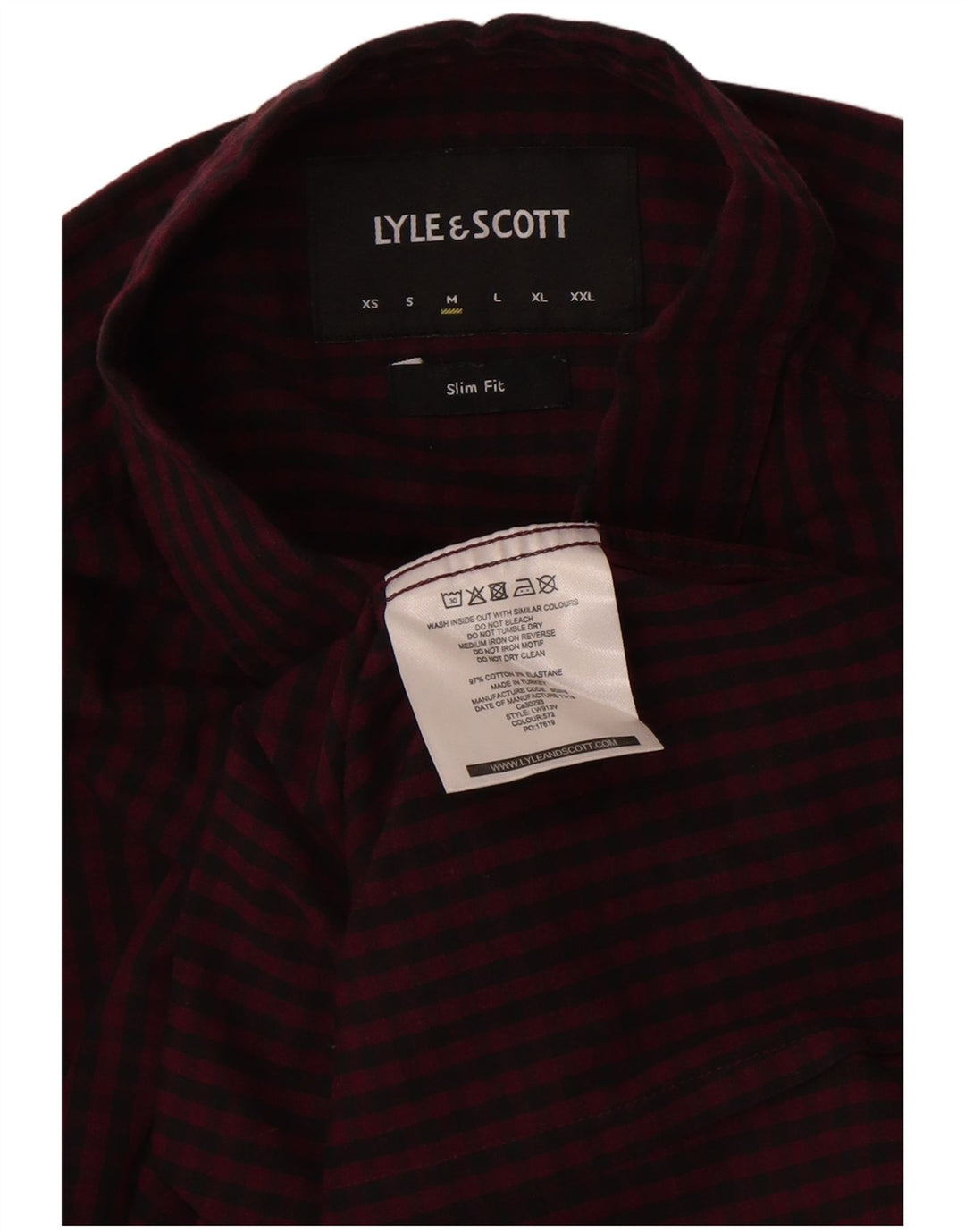 Lyle & Scott Mens Slim Fit Shirt Medium Burgundy Gingham Cotton