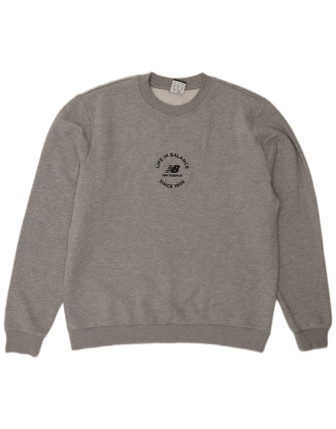 New Balance Mens Graphic Sweatshirt Jumper Small Grey Cotton