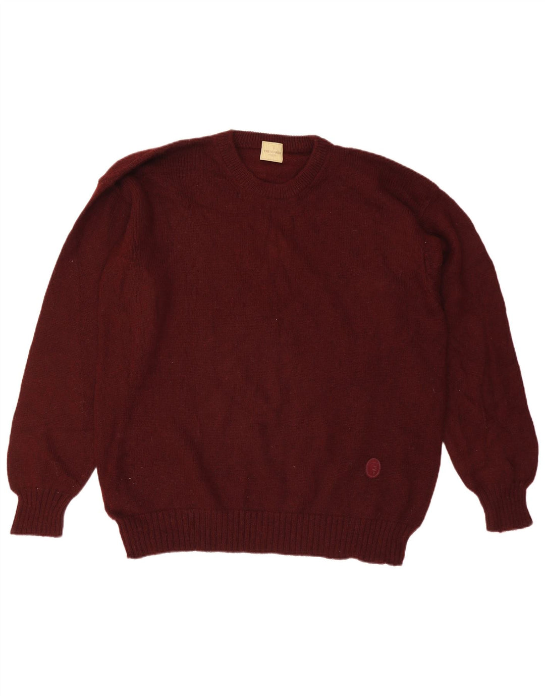 TRUSSARDI Mens Crew Neck Jumper Sweater 2XL Maroon Wool