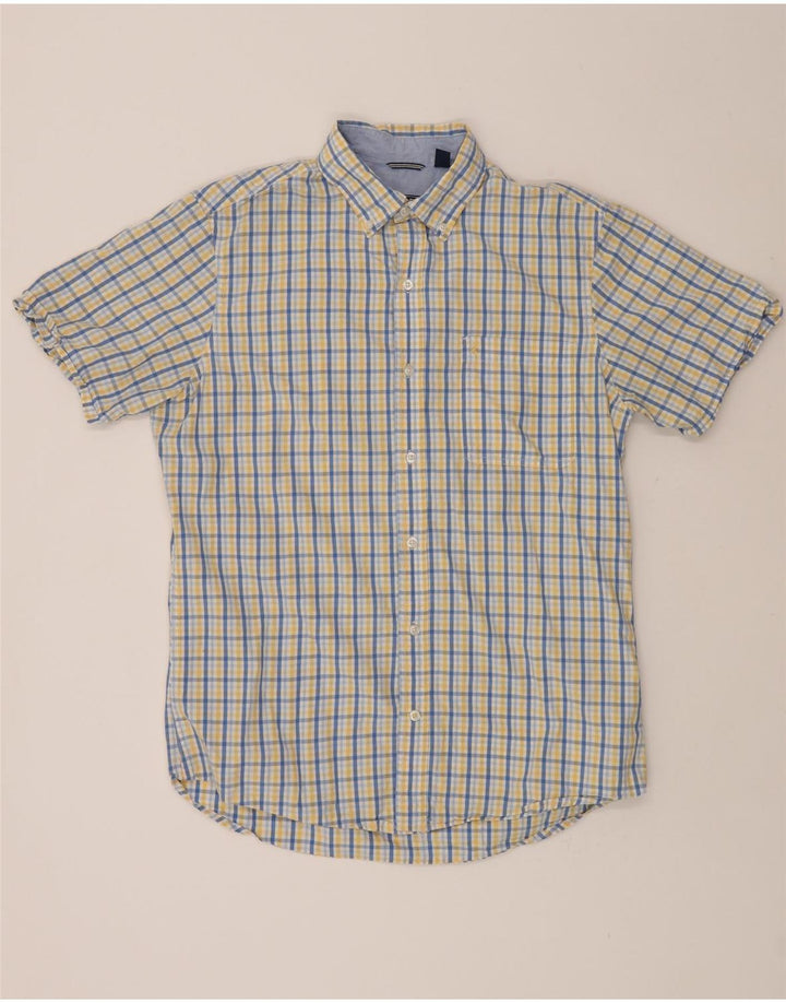 IZOD Mens Short Sleeve Shirt Medium Yellow Check Cotton Vintage Izod and Second-Hand Izod from Messina Hembry 
