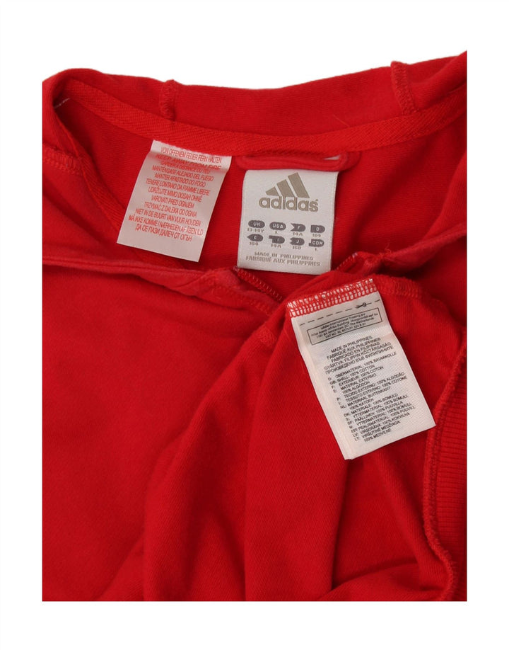 Adidas Girls Zip Hoodie Sweater 13-14 Years Red Cotton