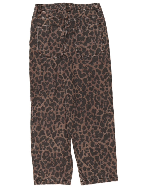 Topshop Womens Tapered Jeans UK 12 Medium W32 L29 Brown Animal Print Cotton