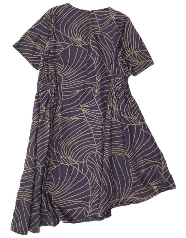 COS Womens Asymmetrical Dress EU 42 Large Navy Blue Geometric Cotton