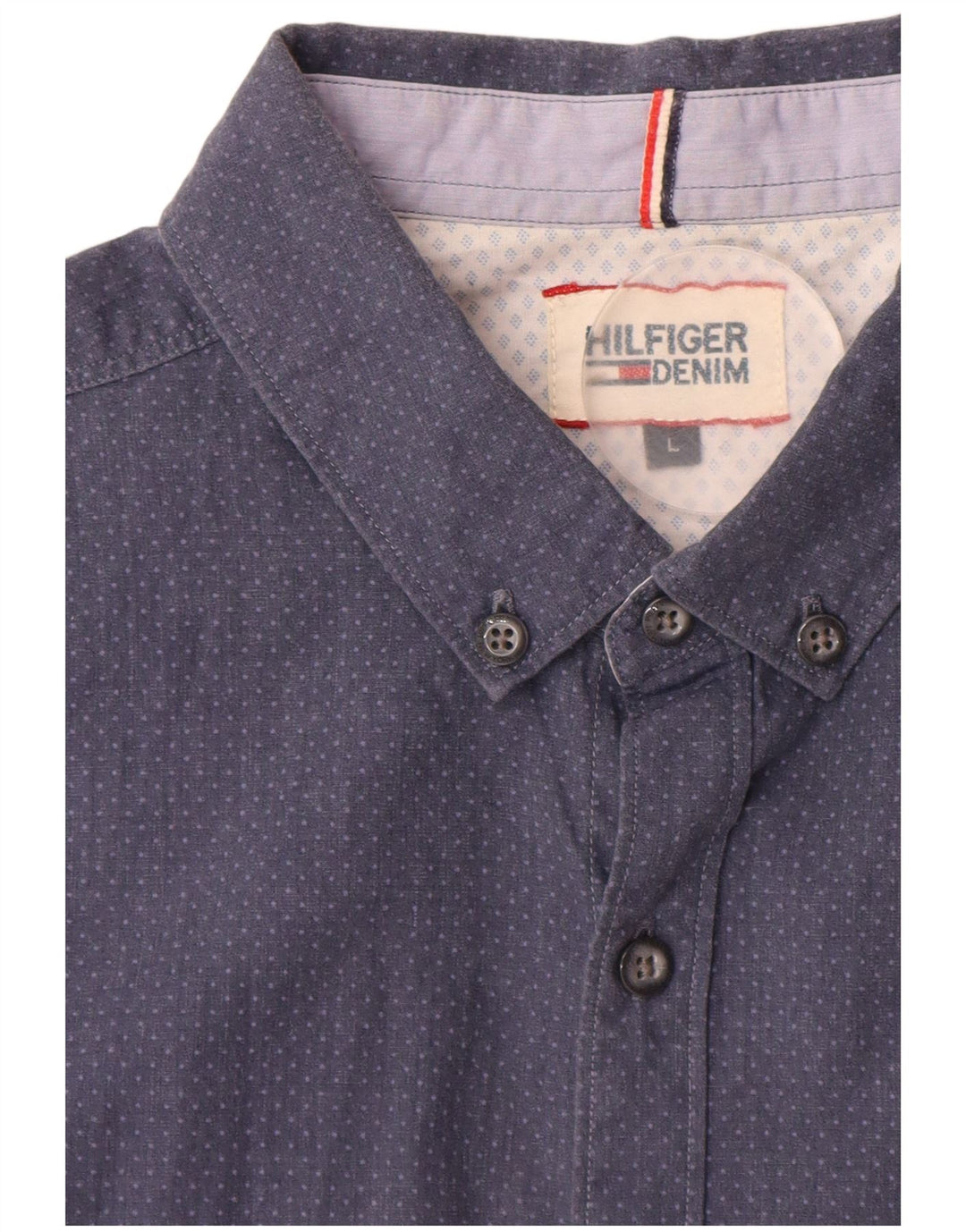 Tommy Hilfiger Mens Short Sleeve Shirt Large Blue Spotted