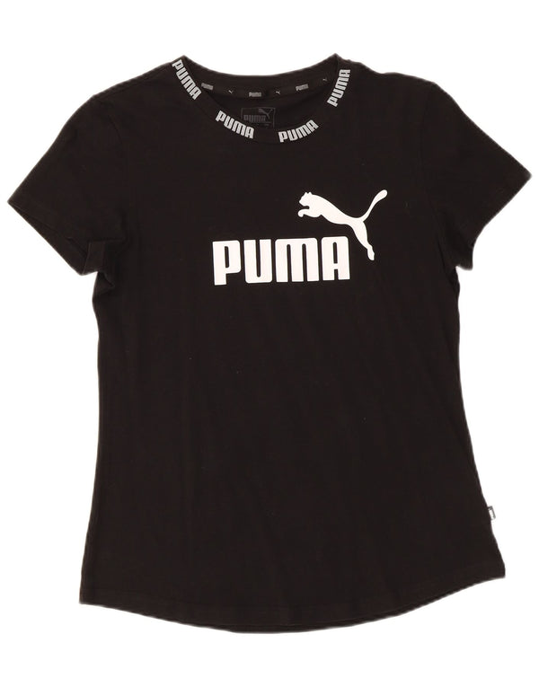 PUMA Womens Graphic T-Shirt Top UK 14 Medium Black