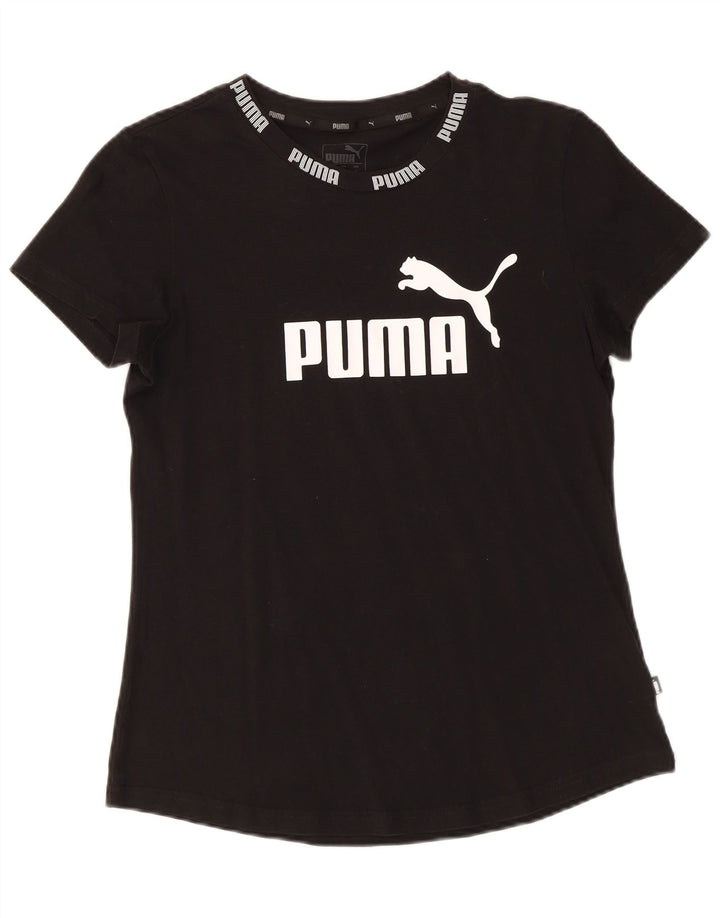 PUMA Womens Graphic T-Shirt Top UK 14 Medium Black