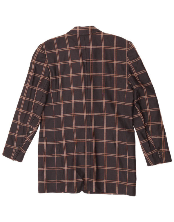 Laurel Womens Longline 3 Button Blazer Jacket EU 40 Medium Brown Plaid