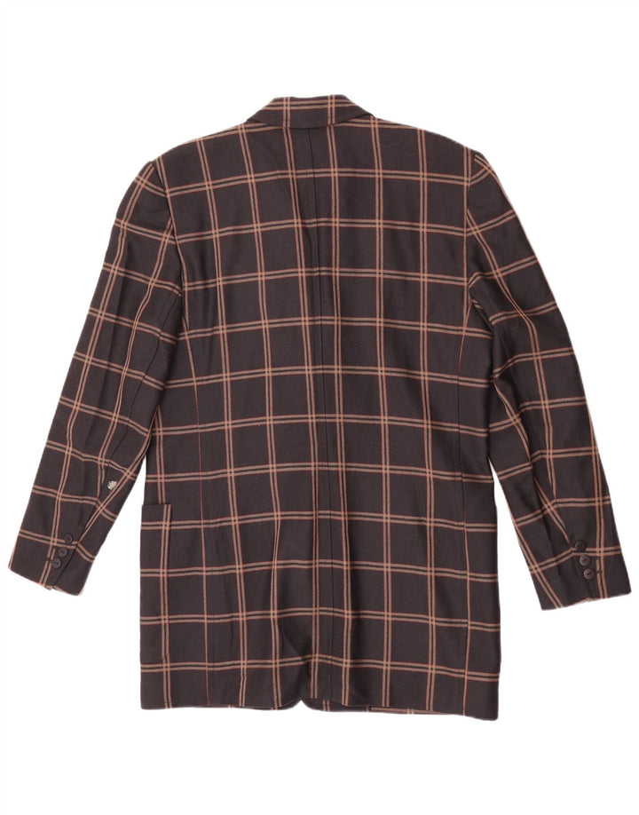 Laurel Womens Longline 3 Button Blazer Jacket EU 40 Medium Brown Plaid