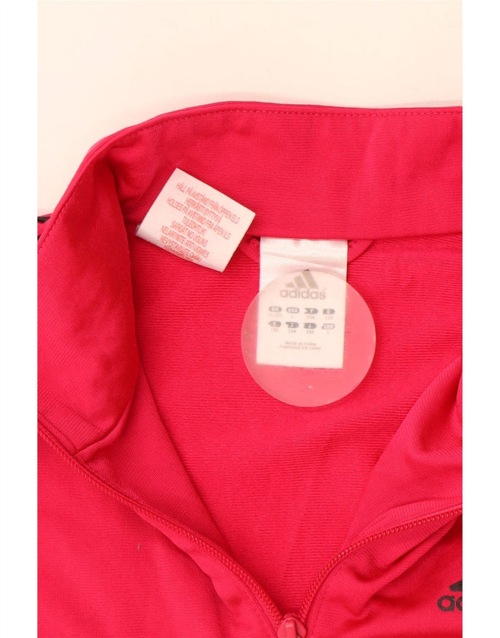 Adidas Girls Tracksuit Top Jacket 11-12 Years Pink Polyester