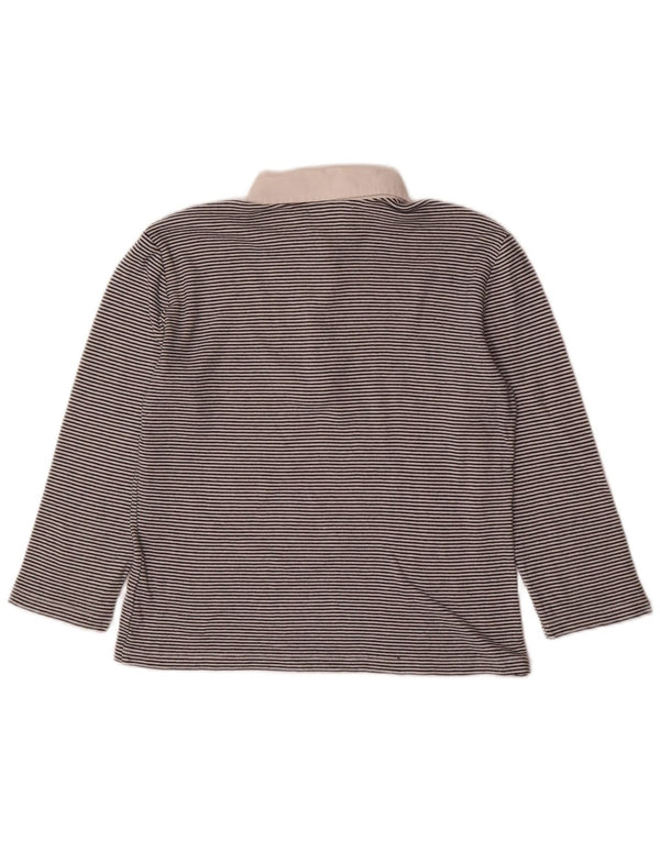 Chaps Womens 3/4 Sleeve Polo Shirt UK 10 Small Black Striped Cotton