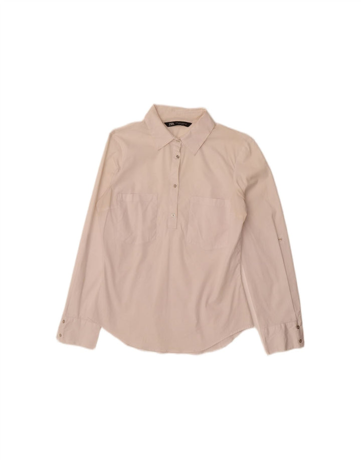 ZARA Womens Pullover Shirt UK 12 Medium Off White